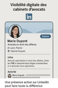 Capture d’écran d’un profil LinkedIn d’avocat optimisé